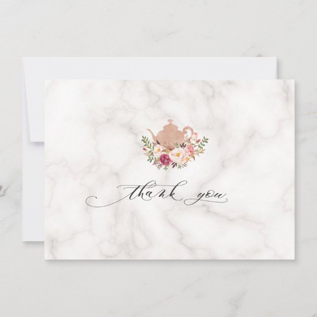 Merci de la fête du thé marbal rose pâle (Devant)