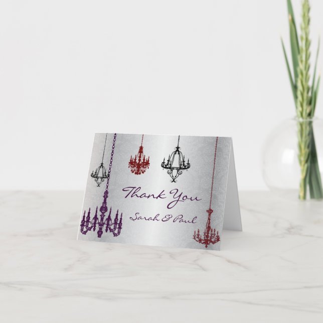Merci de lustre rouge violet et argent (Devant)