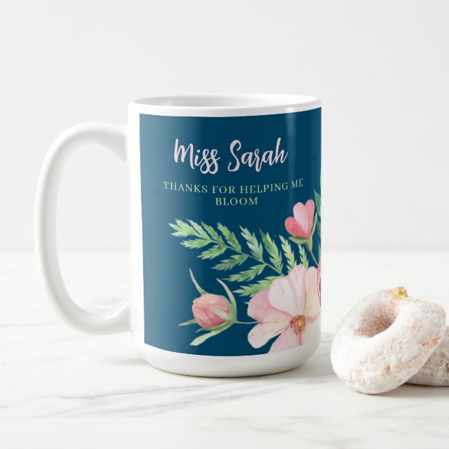 Merci De M'Aider À Bloomer La Mug Florale (Avec donut)