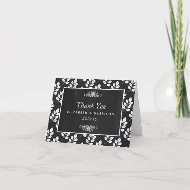 Merci de Mariage à feuilles florales de tableau de (Devant)