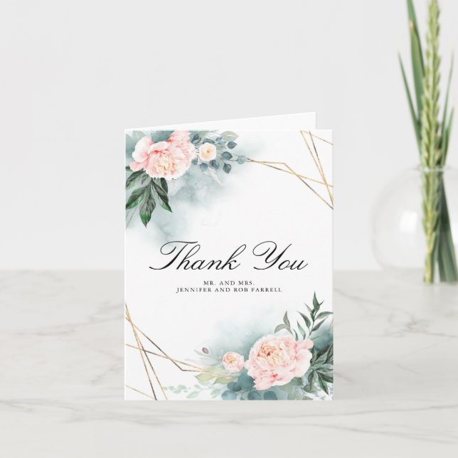 Merci de Mariage à pignon rose (Devant)