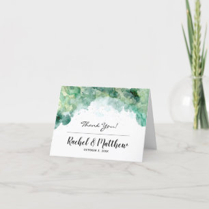 Merci de Mariage Abstrait d'aquarelle verte modern