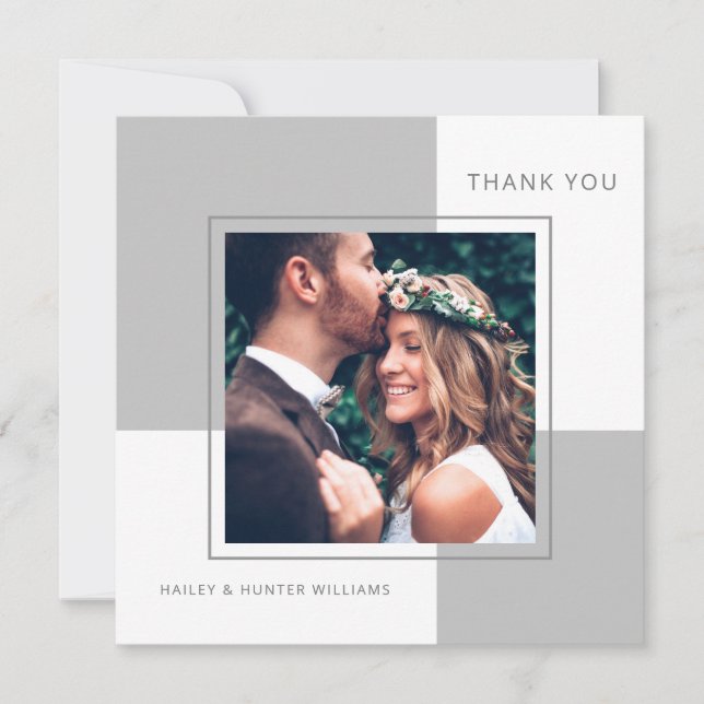 Merci de Mariage Carré élégant avec photo (Devant)