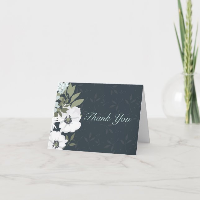 Merci de Mariage de couronnes florales blanches et (Devant)