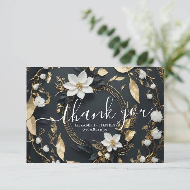 Merci de Mariage de  de couronne d'or noir blanc (Debout devant)