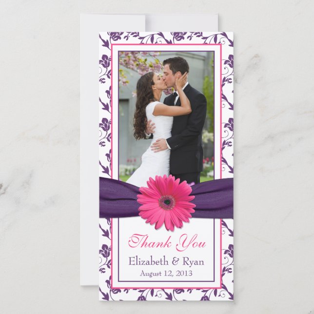 Merci de Mariage de  de ruban à ruban rose (Devant)