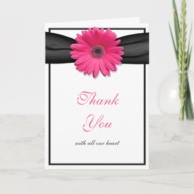 Merci de Mariage de  de ruban noir rose (Devant)