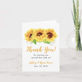 Merci de Mariage de photo de tournesol jaune