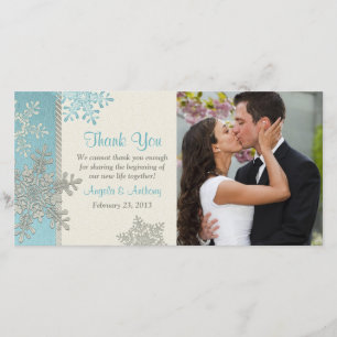 Merci de mariage d'hiver Silver Blue Snowflake