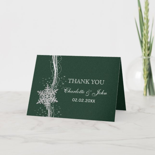 Merci de mariage d'hiver Silver vert (Devant)