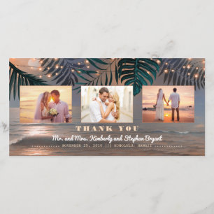 Merci de mariage du coucher de soleil sur la plage