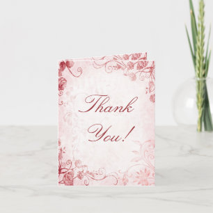 Merci de mariage élégant rose et rouge Vintage