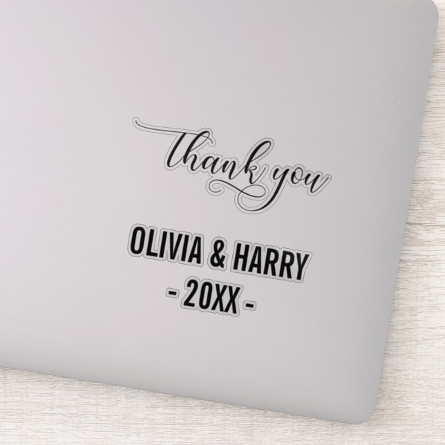 Merci de mariage et noms personnalisés Stickers de (Détail)