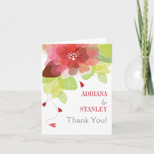 Merci de mariage fleuri rouge