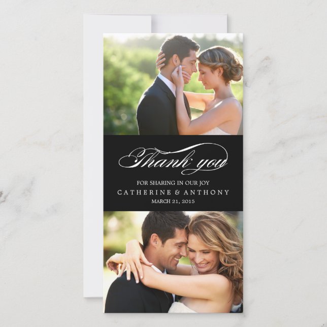 Merci de mariage tout simplement élégant - Noir (Devant)