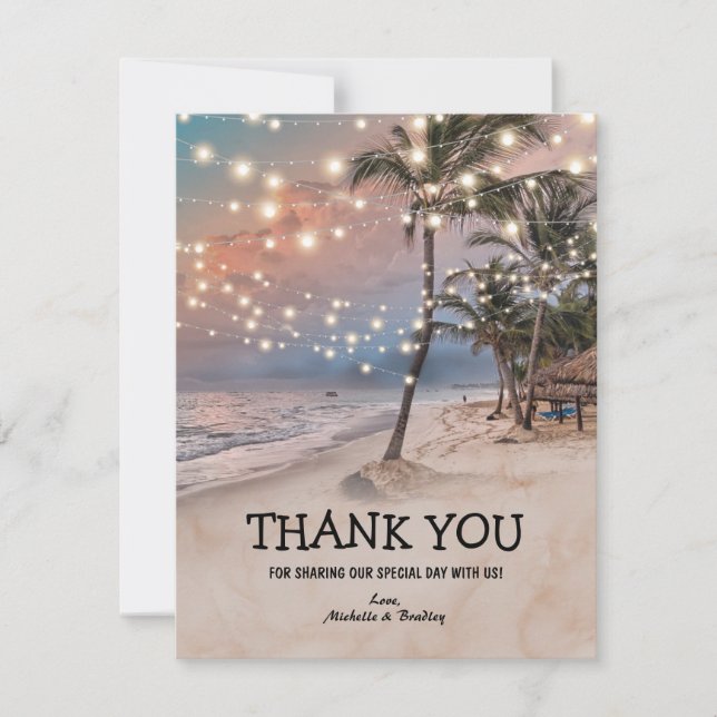 Merci de mariage tropical Vintage Beach (Devant)