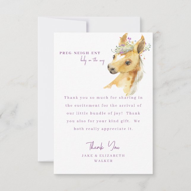 Merci de message de Baby shower Pony Lavender (Devant)