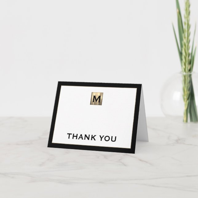 Merci de monogramme d'or noir blanc (Devant)
