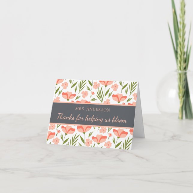 Merci De Nous Aider À Bloom Enseignant Carte de re (Devant)