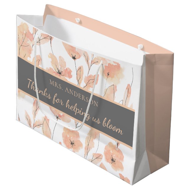 Merci De Nous Aider À Fleur Sac Cadeau (Devant Angle)