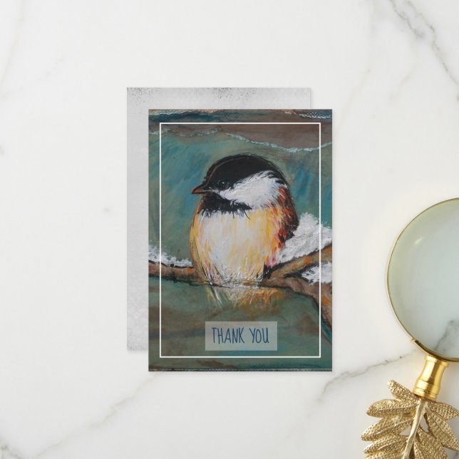 Merci de peinture d'oiseaux de poulet doux d'hiver (Devant/Arrière en situation)