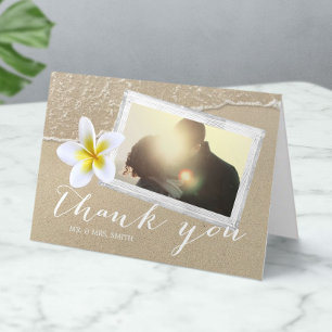 Merci de photo de mariage de plage de Plumeria