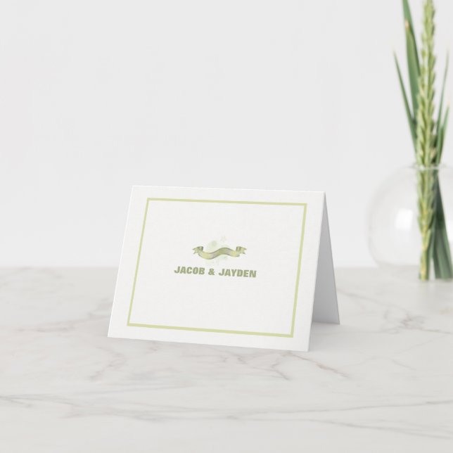 Merci de photo personnalisé par ruban vert/carte (Devant)