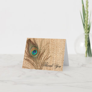 Merci de plume de paon de toile de jute