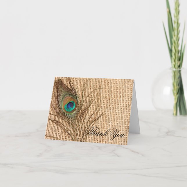 Merci de plume de paon de toile de jute (Devant)