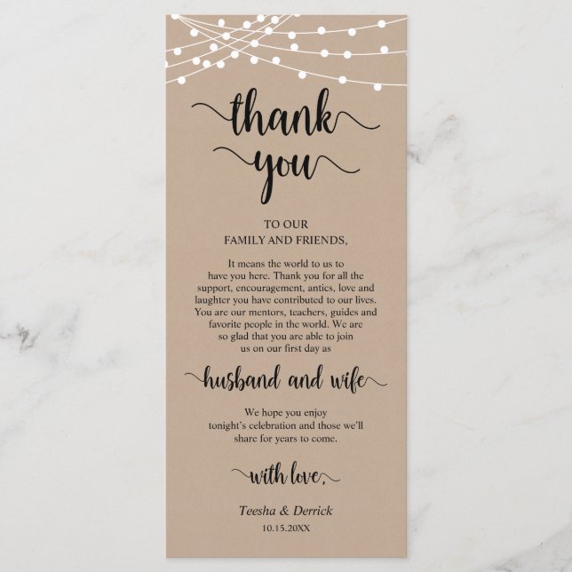 Merci de réglage, Cartes lumineuses Kraft (Devant)
