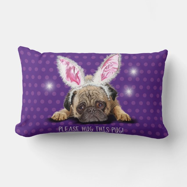 Merci de serrer ce coussin carlin de couleur viole (Recto)