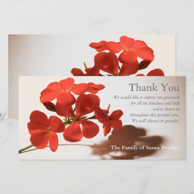 Merci de sypathie Geranium 2 assorti (Devant / Derrière)