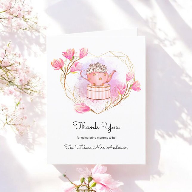 Merci de thé rose Rose Gold White Card (Créateur téléchargé)