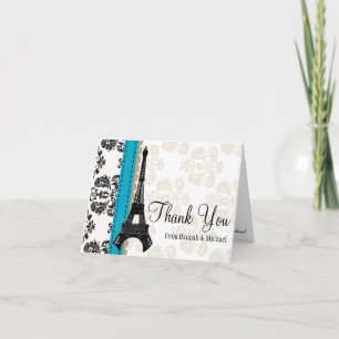 MERCI DE TOUR TURQUOISE ET BLACK DAMASK EIFFEL