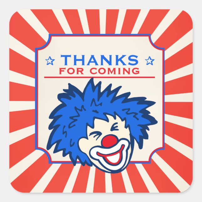 Merci de venir autocollant d'anniversaire clown de (Devant)
