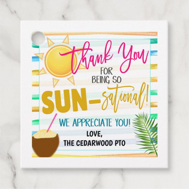 Merci d'être des étiquettes cadeaux Sun-Sational (Devant)