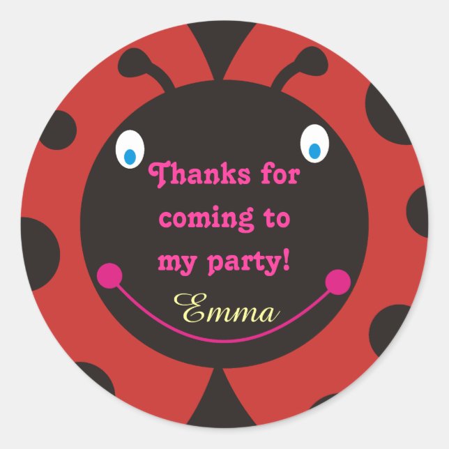Merci d'être venu à ma fête ! Stickers Ladybug (Devant)