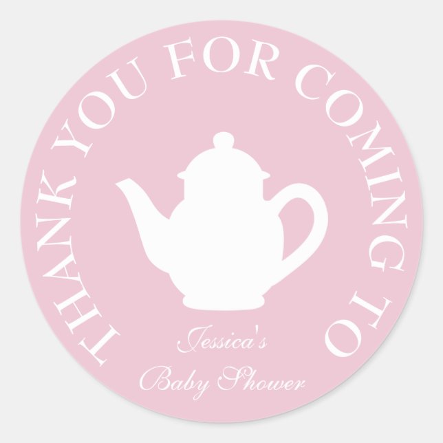 Merci d'être venu baby shower stickers tea party (Devant)