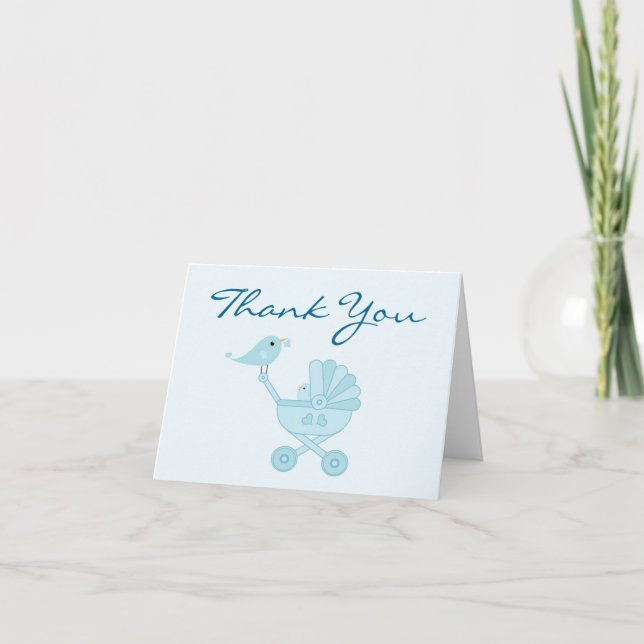 Merci du Baby shower Bébé et Feux bleus (Devant)