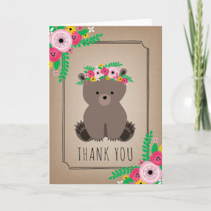 Merci du Baby shower de l'ours de Boho Brown