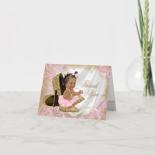 Merci du Baby shower ethnique pour filles (Devant)