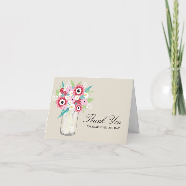 Merci du pot de maçon de fleur de Fashionista | (Devant)