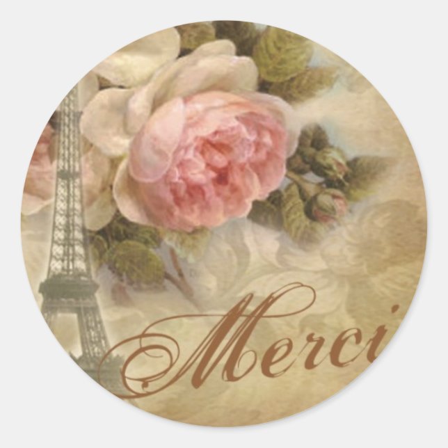 Merci Eiffel Tower, Thank You Sticker (Front)