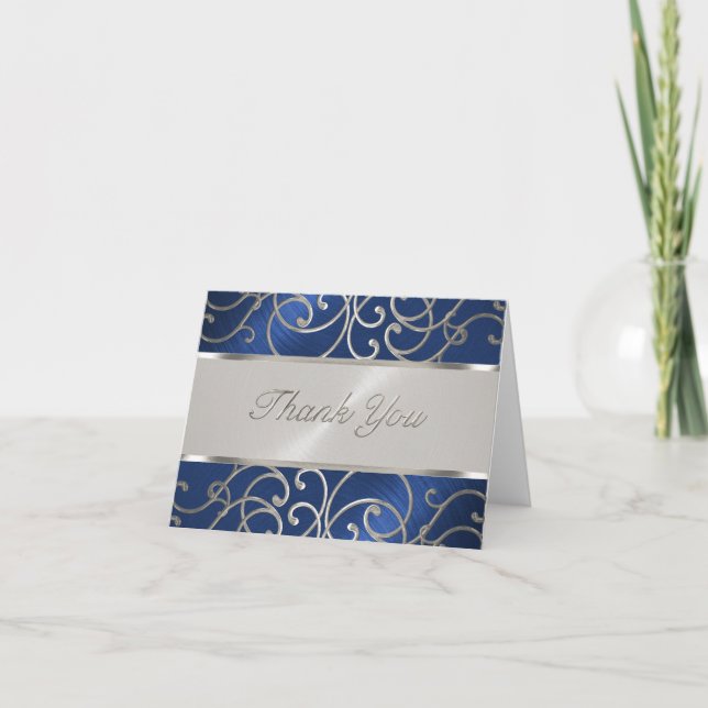 Merci Elégant bleu et argent Filigree (Devant)