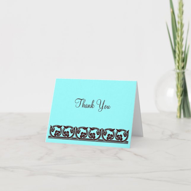 Merci élégant Chocolat Turquoise Art Vintage (Devant)