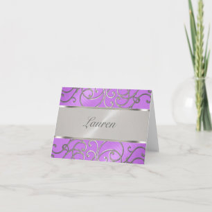 Merci Elégant orchidée violet argent Filigree