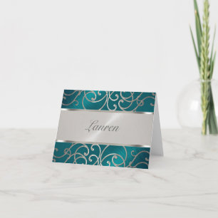 Merci élégant Turquoise bleu et argent Filigree