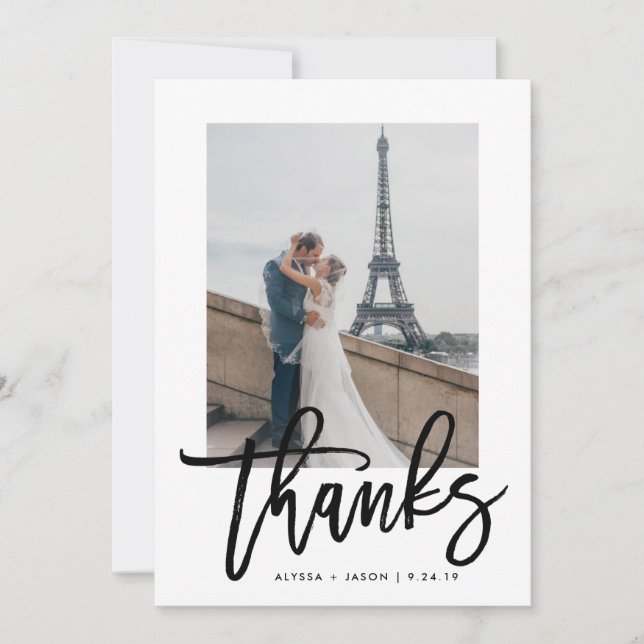 Merci élégant | Typographie et photo Mariage (Devant)