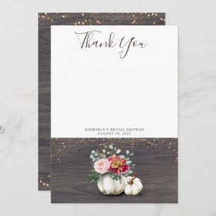 Merci en bois rustique Citrouille blanc