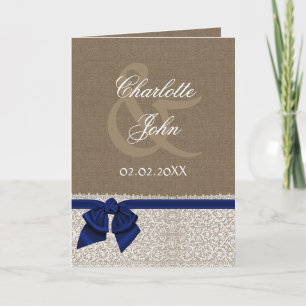 Merci en dentelle bleu marine et blanc FAUX